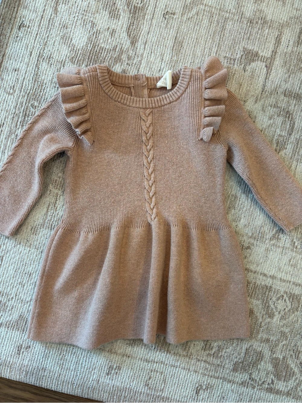 H&M Girls Knit Ruffle Dress - Dusty Pink